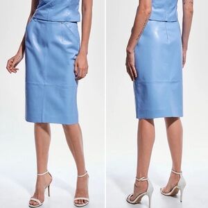 AS by DF Becca Recycled Leather Skirt Powder Blue 3X MSRP $450 NWT